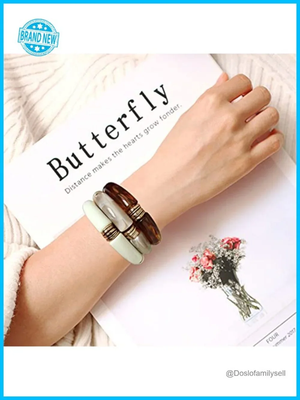 Beaded Gold Plated Bangle Bracelet - Chunky Bamboo Tube Stacking Stretchable Set